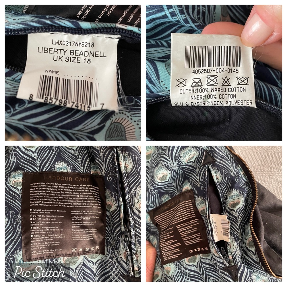 BARBOUR LIBERTY BEADNELL WAX COTTON HOODED JACKET, EUC. US 14 UK 18 - Picture 16 of 16